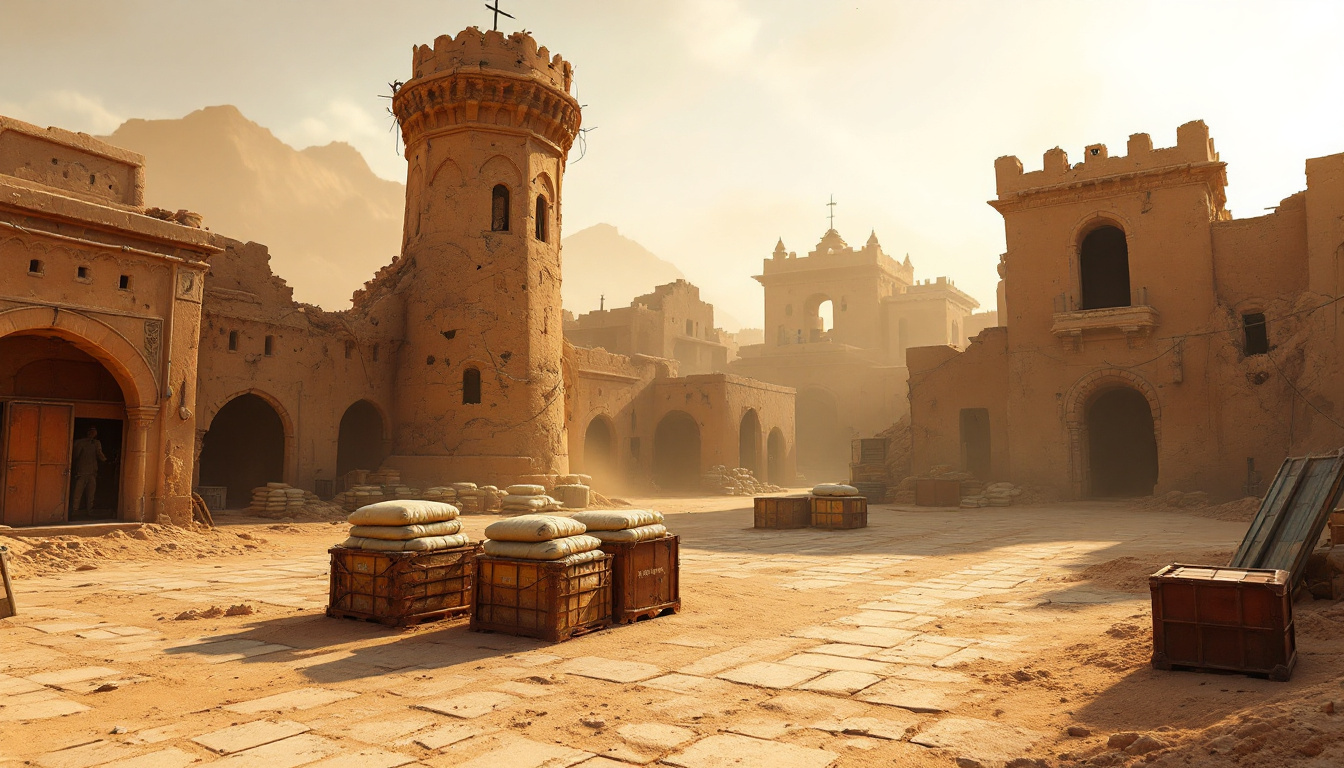 Desert Town concept art: a wide view of the playable space